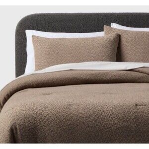 Full/Queen Boucle Comforter Set Brown - Threshold NEW RARE!